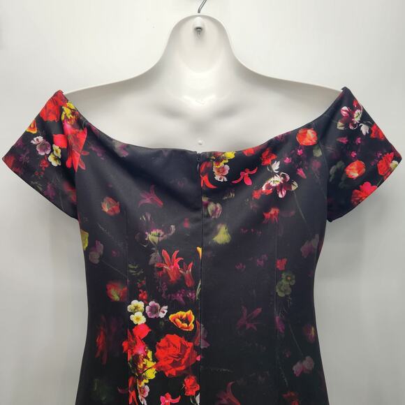 Sam Edelman Black Floral Off The Shoulder Party Fairy Goth Dress Women's 6 - Picture 8 of 10